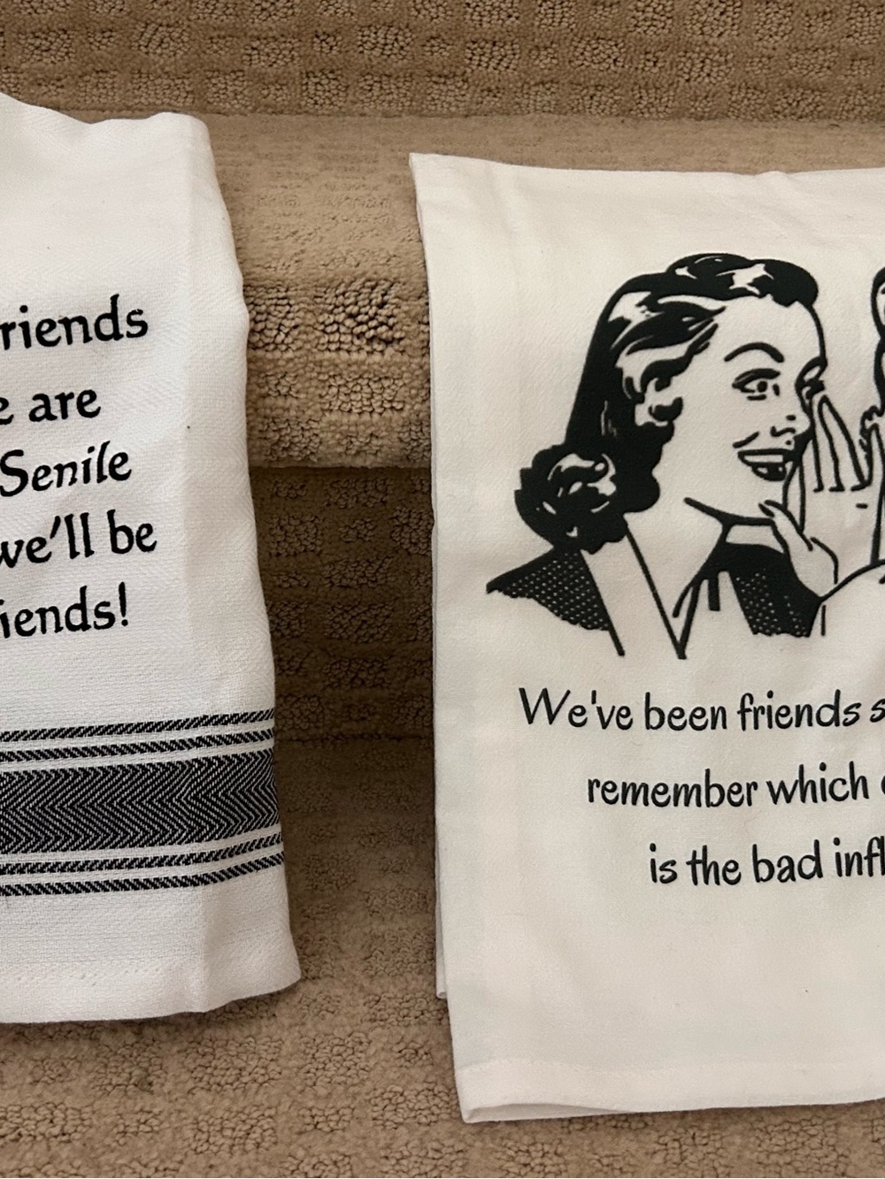 White and Black Vintage Humor Kitchen Towel - Set of 2
